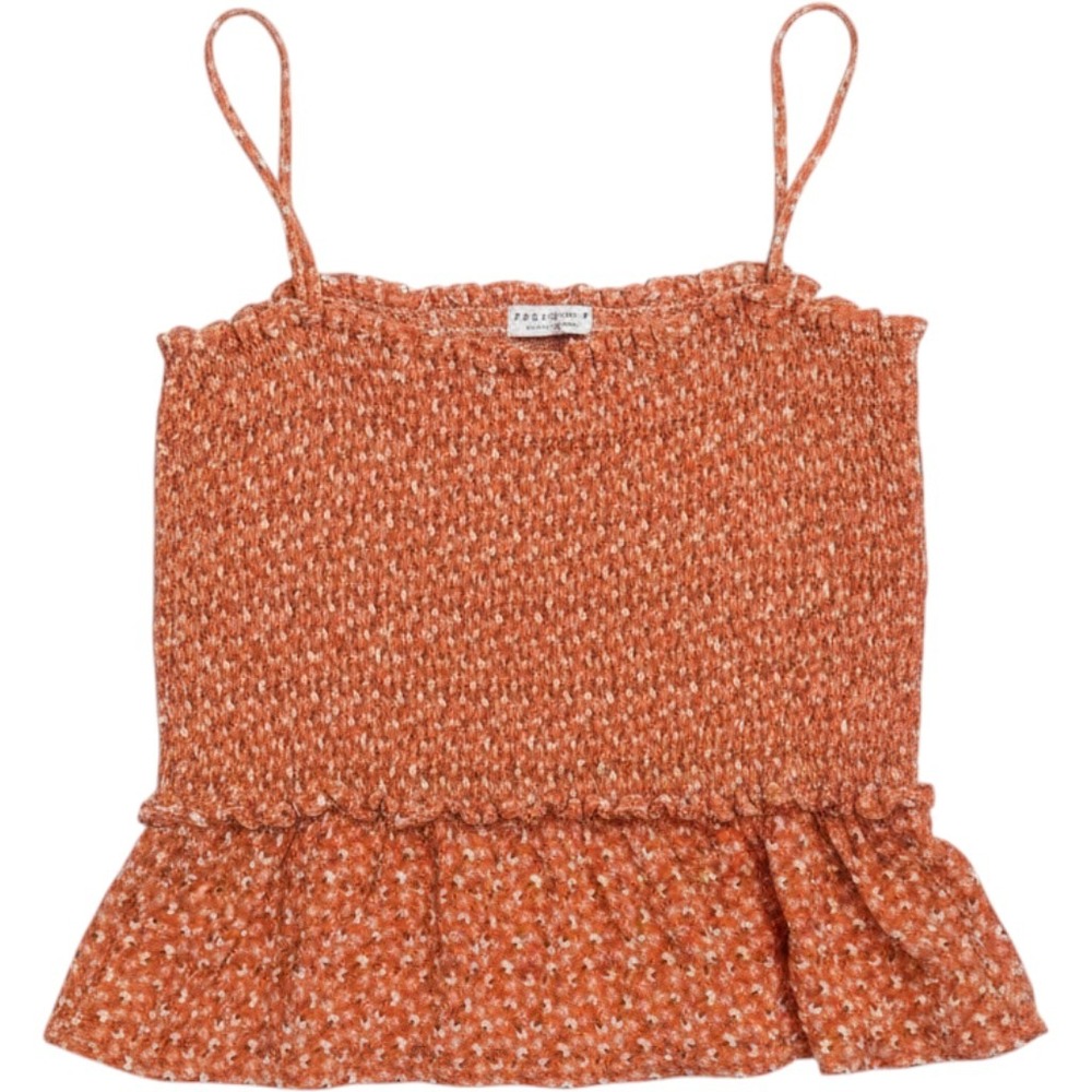Paper Crane Orange Floral Smocked Peplum Cami Top Medium